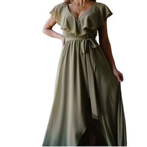 Baltic‎ Born Katya Dress Dusty Olive chiffon ruffle style event wedding guest S